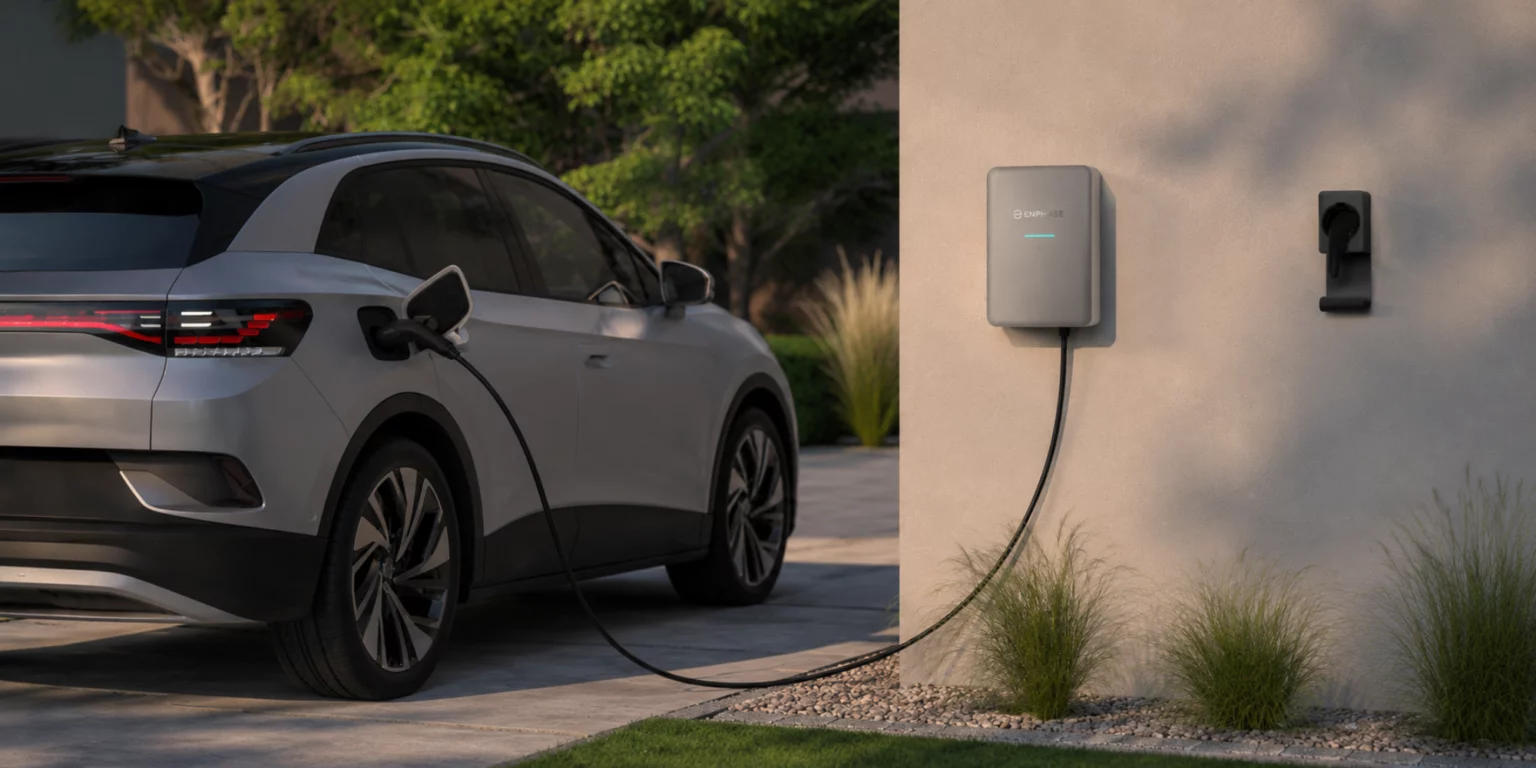 Enphase autolader met installatie voor het slim laden met zonnepanelen.